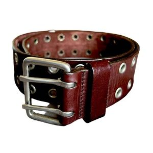 Y2K Vintage Grommet Brown Belt Genuine Leather Abercrombie & Fitch• Sz Small